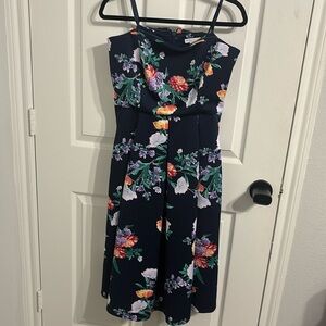 New York & Company Navy Floral Midi Dress